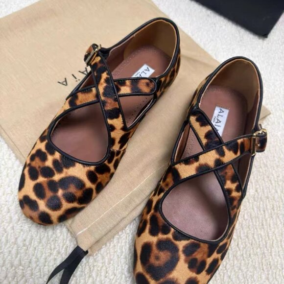 Alaia Leopard Haircalf Mary Jane Flats EU 38 / US 8 Tried On Only - Picture 7 of 7